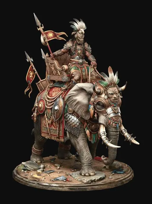3D model for African Warrior on Epic War Elephant
