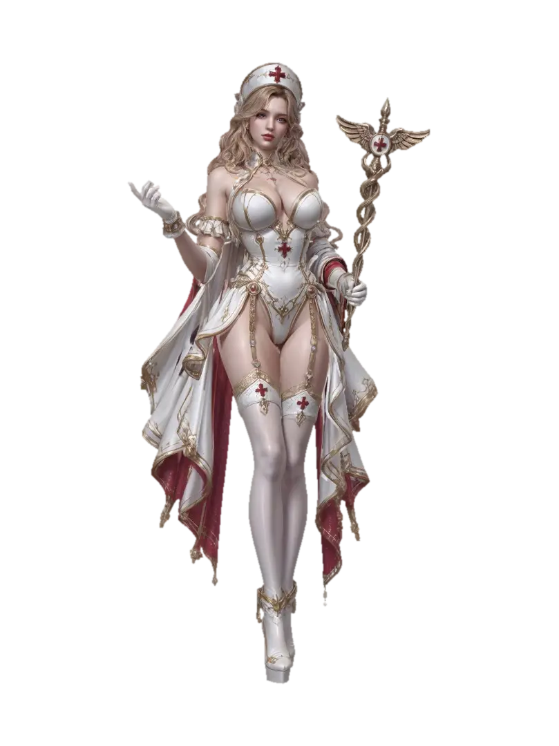 Canoness of the White Cross - Nun 3D model, vytvořený pomocí AI