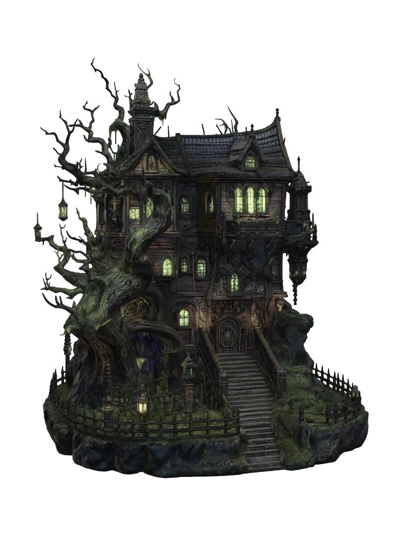 Emerald Lantern Manor 3D model, vytvořený pomocí AI