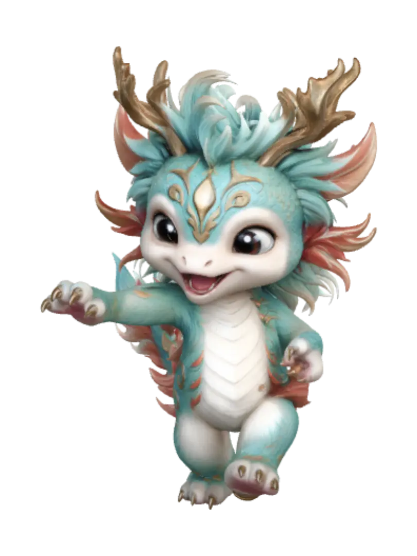 Azure Guardian Cub 3D model, AI generated