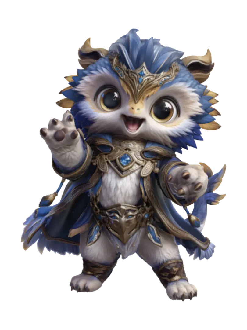 Azure Guardian Cub 3D model, AI generated