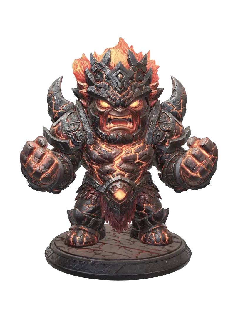 Molten Warlord - Overlord 3D model, vytvořený pomocí AI