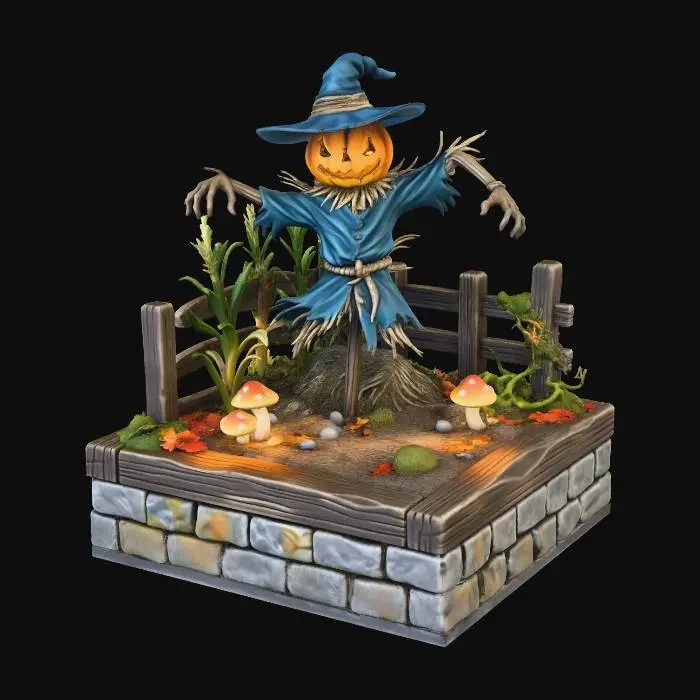 3D model for Farmin props - scarecrow with mushroom lantern