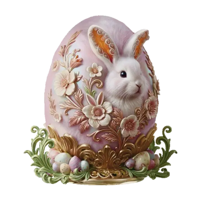 3D-модель Floral Easter Egg with Bunny , #EasterEgg2026#, згенерована ШІ