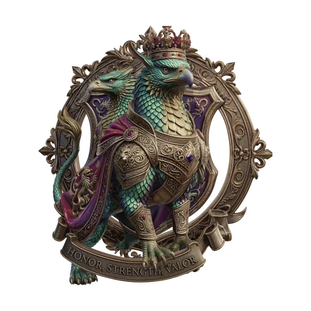 Crowned Gryphon of Valor 3D-model, gegenereerd door AI
