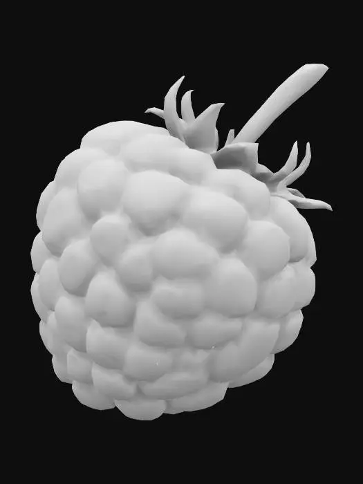 3D model for Large juicy realistic raspberry fine detail subsurface scattering.