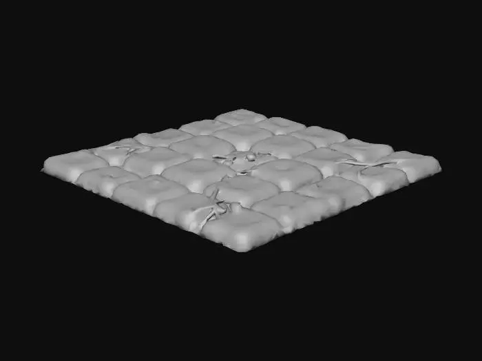 3D model for green moss and roots on cobble stone floor.