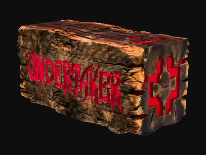 3D model for wooden sign that says Undertaker in an horror style font