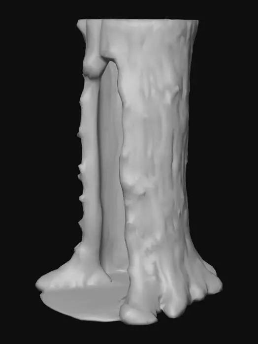 3D model for Hollowed out tree stump with archway to the inside.