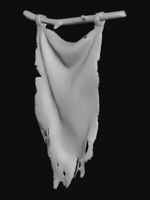 3D model for Primitive made dirty cloth banner