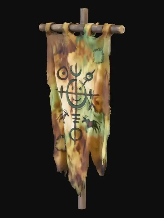 3D model for Primitive made dirty cloth banner