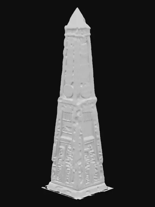 3D model for Sci-fi obelisk in a wasteland, massive monolith, ancient looking, with wasteland surroundings, ominous, mysterious, gigantic, surrounded by ruins of modern world, Sci-Fi,, Ultra Realistic, Highly Detailed