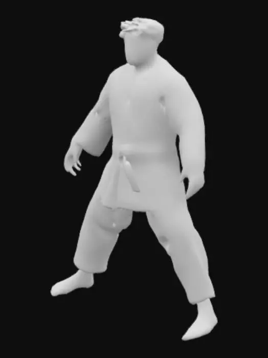 3D model for man fight kimono jiujitsu A pose realistic 