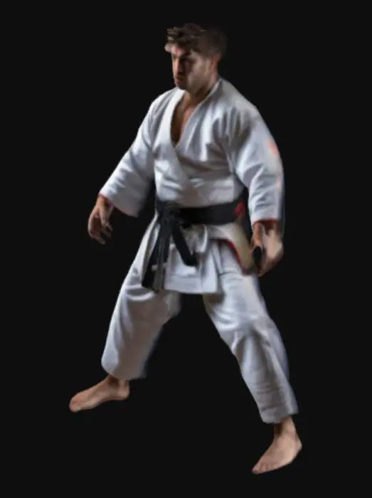 3D model for man fight kimono jiujitsu A pose realistic 