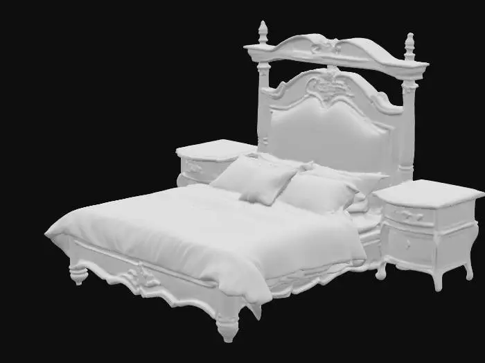 3D model for a Queen-Sized bed. , #PBR#