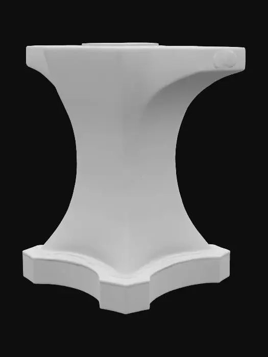 3D model for a golden anvil with orange, glowing cracks on it. dressed with sapphires around it, and a 360 degree shaped amethyst