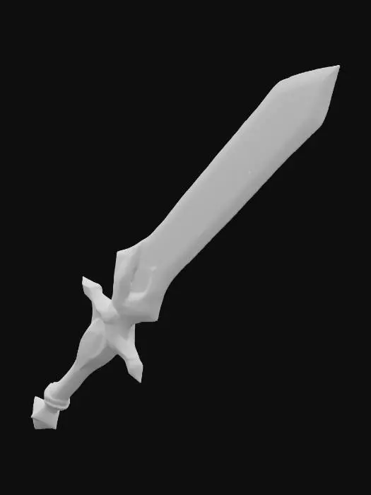 3D model for a sword with faint veins of glowing pale green, and a wolf face on the hilt. The blade is covered by emeralds on the side, and jade stones on the wolf's eyes, #PBR#