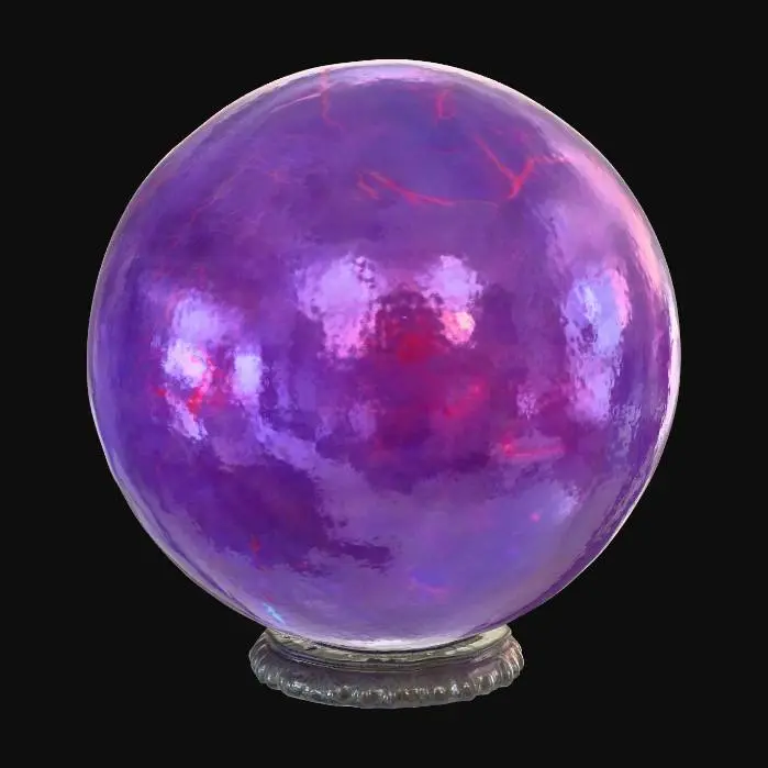 3D model for a spherical  and big stone glowing purplish blue, with demonic souls in it, glowing red., #PBR#