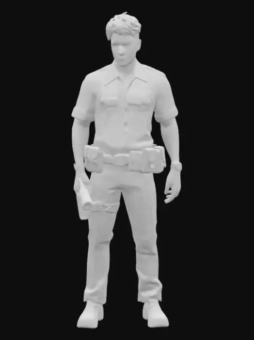 3D model for A beautiful young adult male rookie cop investigator, he is the protagonist of a survival horror