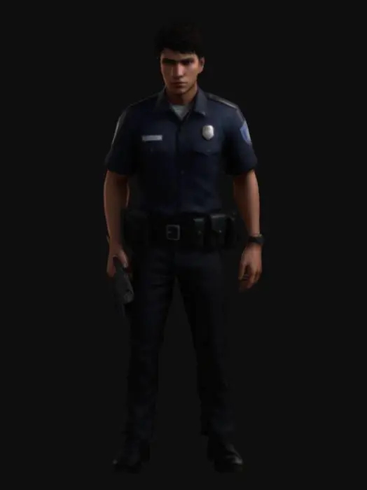 3D model for A beautiful young adult male rookie cop investigator, he is the protagonist of a survival horror