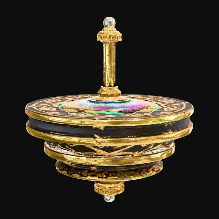 3D model for very complicated spinning top that makes an animation on top when spun