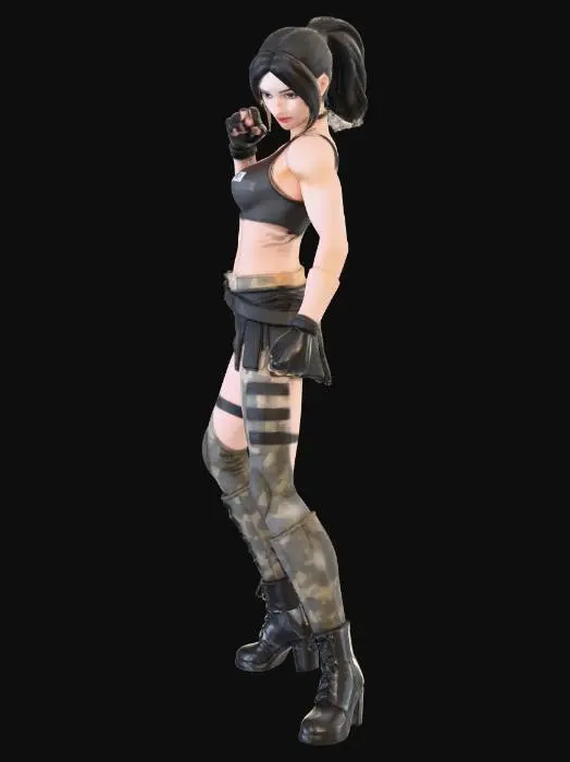 3D model for Fighter woman action figure