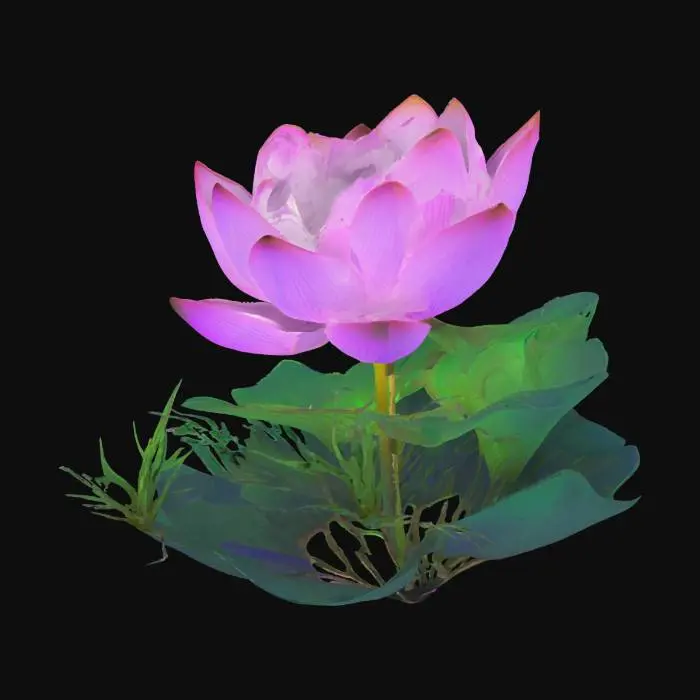 3D model for Luminaflare Bloom – EmeraldCascades’ rare glowing plant. Dormant by day (emerald ferns). Blooms at night into a glowing lotus (blue/violet shifts).

Releases floating light orbs and a faint swirling mist.

Petals glow brighter when players approach.