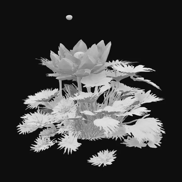 3D model for Luminaflare Bloom – EmeraldCascades’ rare glowing plant. Dormant by day (emerald ferns). Blooms at night into a glowing lotus (blue/violet shifts).

Releases floating light orbs and a faint swirling mist.

Petals glow brighter when players approach.