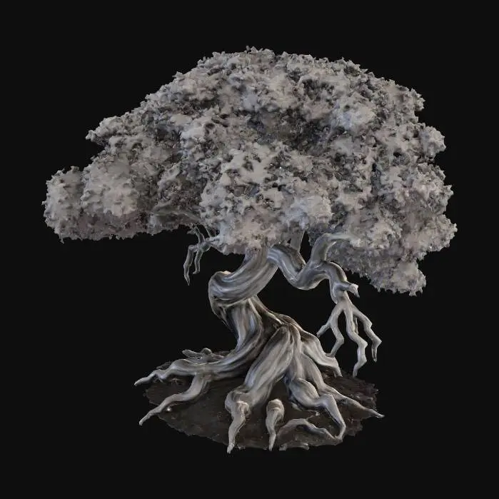 3D model for ein dunklen schwarz lilanen baum sehr düster