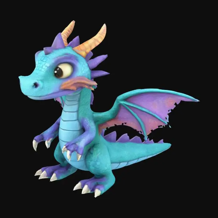 3D model for Create a cute Dragon with Textures and  also with long head and tail with Stylized look and age of 5 for game.