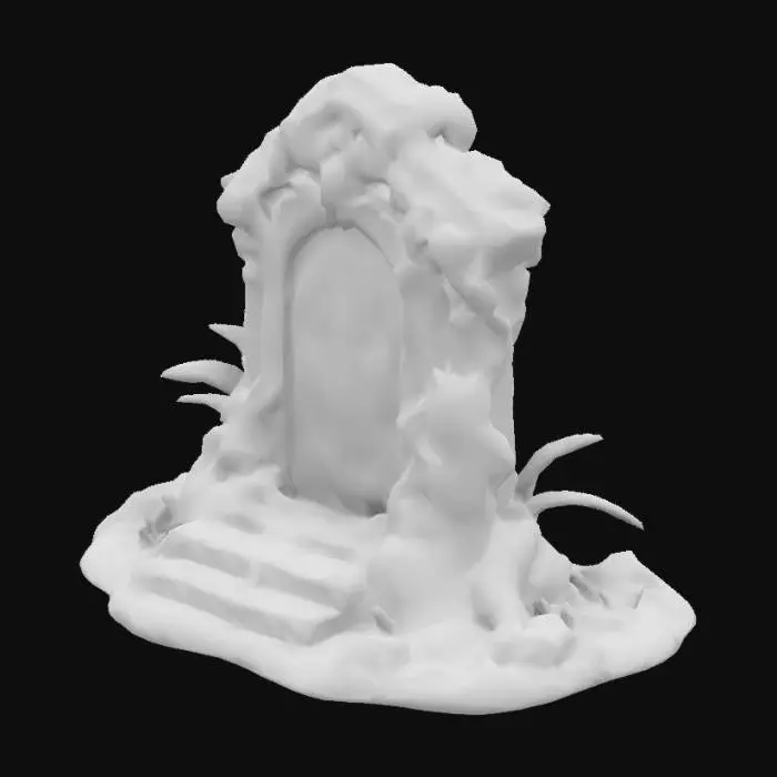 3D model for dark fantasy forest grave and gravestone, intricate details, some moss