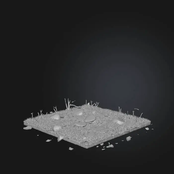 3D model for low poly forest floor rectangle  (no trees, no logs)