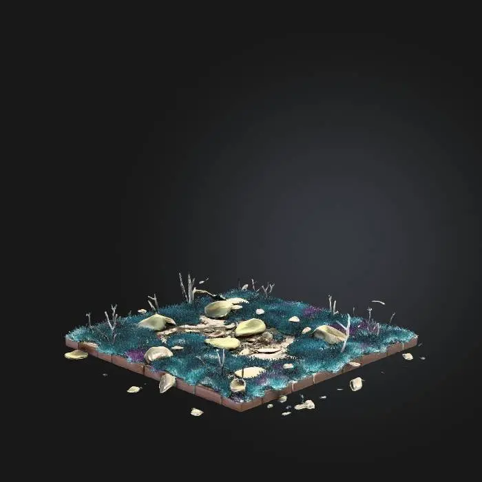 3D model for low poly forest floor rectangle  (no trees, no logs)