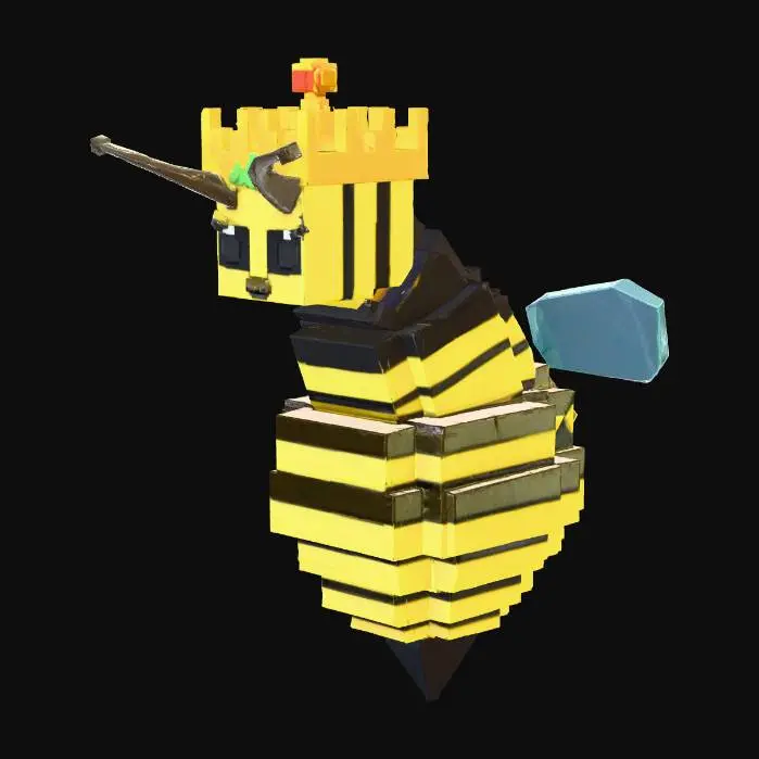 3D model for Queen Bee Blossom, #stud, #pixel