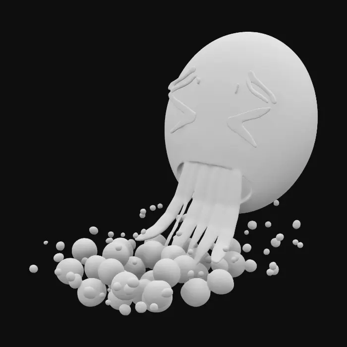 3D model for Rainbow Vomit Emoji, realistic, style, 