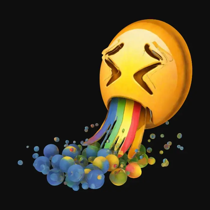 3D model for Rainbow Vomit Emoji, realistic, style, 