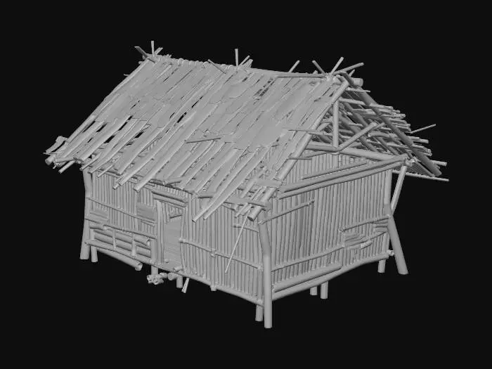 3D model for please make me a old house made of bamboo and nipa hut that is not looking good