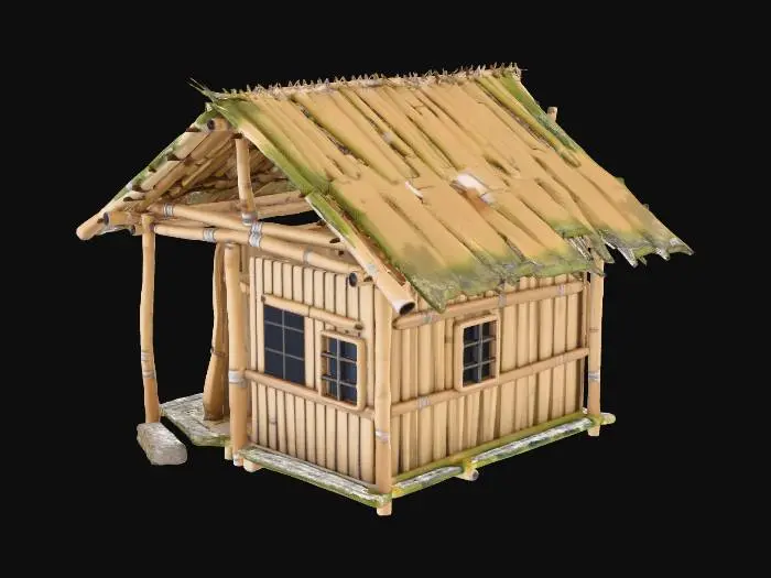 3D model for please make me a old house made of bamboo and nipa hut that is not looking good