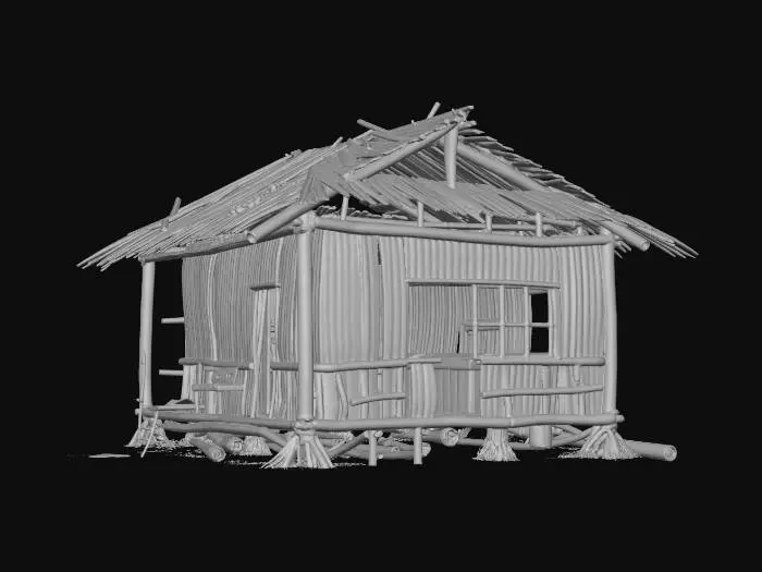 3D model for please make me a old house made of bamboo and nipa hut that is not looking good