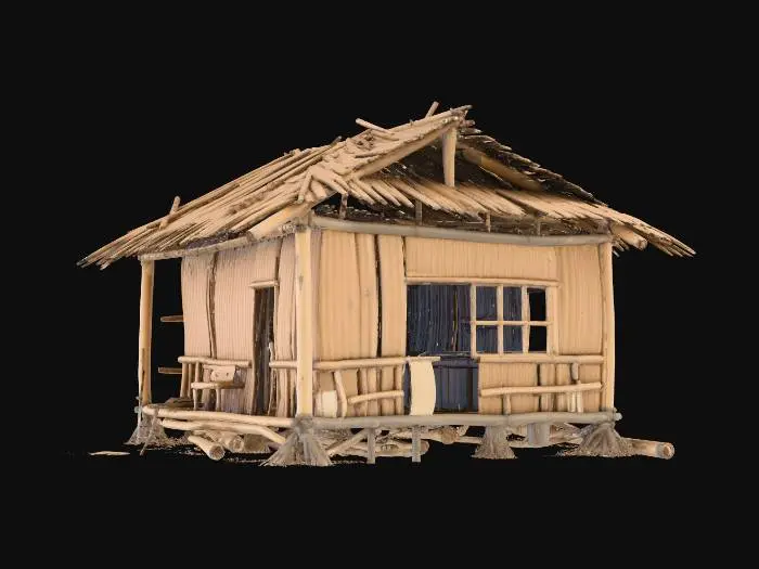 3D model for please make me a old house made of bamboo and nipa hut that is not looking good