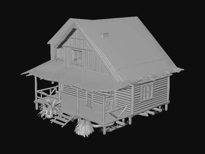 3D model for Please make a realistic old house made of bamboo and Nipa hut that is not looking good 1890's era