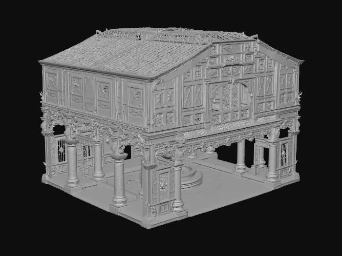 3D model for Please make an 1890's Filipino plaza wood and stone