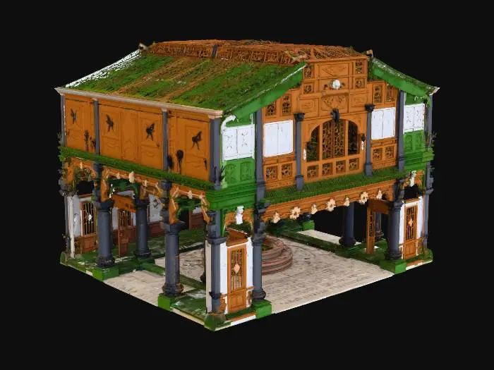 3D model for Please make an 1890's Filipino plaza wood and stone