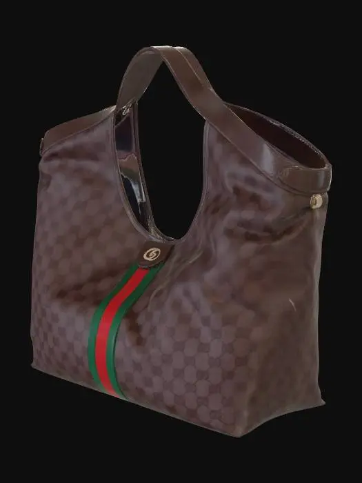 3D model for Gucci GG Monogram Tote with Web Stripe