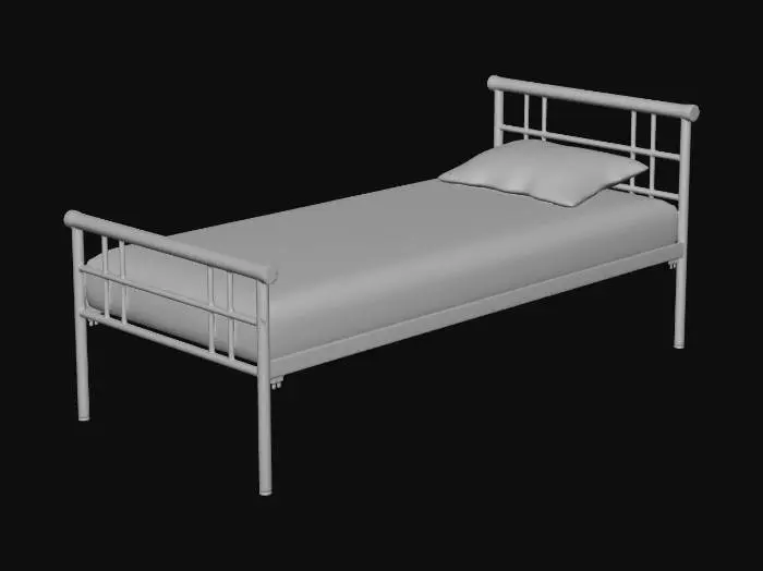 3D model for Magenta Metal Bed with Peach Bedding