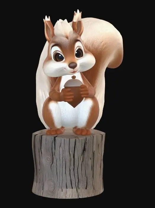 3D model for it needs to be a squirren sitting on top of a post holding a nut