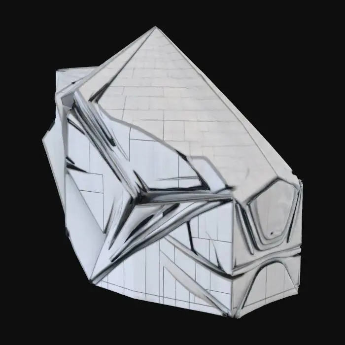 3D model for the model needs to be futuristic shape, like a science fiction architectural block.
it must have one flat surface on the bottom and must be wider than its height
trapezoidal or similar