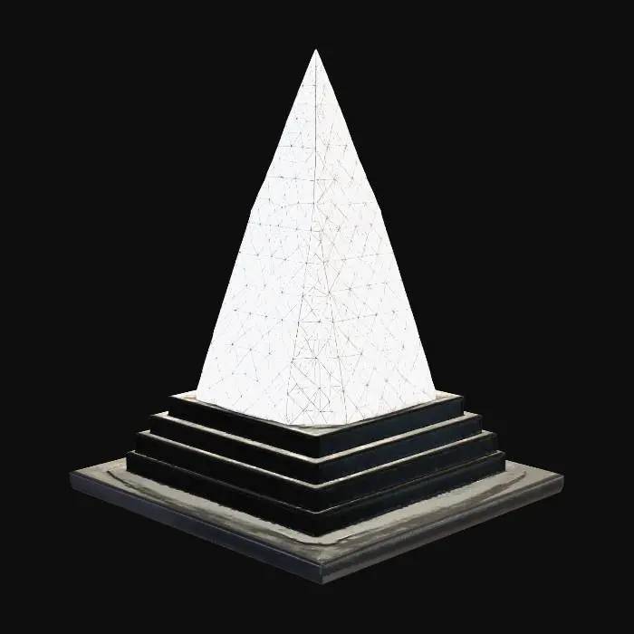 3D model for the model needs to be futuristic shape, like a science fiction architectural block.
it must have one flat surface on the bottom and must be wider than its height
trapezoidal or similar