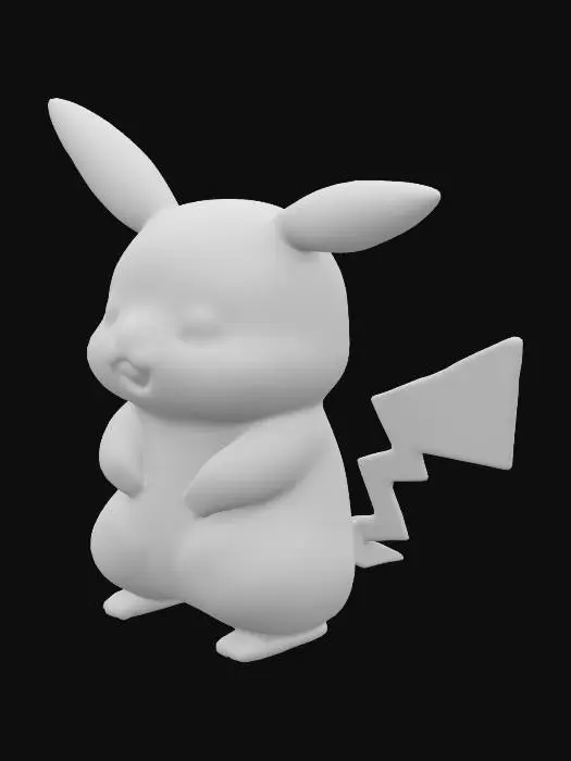 3D model for Pikachu sitting model, one ear bend down  