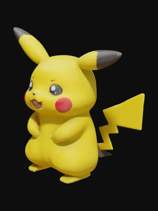 3D model for Pikachu sitting model, one ear bend down  